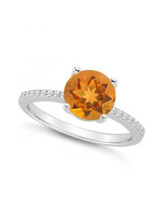 Women's Citrine (1-3/4 ct.t.w.) and Diamond (1/10 ct.t.w.) Ring in Sterling Silver