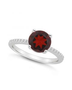 Women's Garnet (2-1/2 ct.t.w.) and Diamond (1/10 ct.t.w.) Ring in Sterling Silver