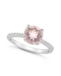 Women's Rose Quartz (1-3/4 ct.t.w.) and Diamond (1/10 ct.t.w.) Ring in Sterling Silver