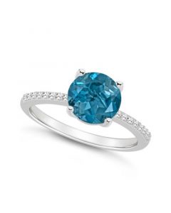 London Blue Topaz (2-2/5 ct. t.w.) and Diamond (1/10 ct. t.w.) Ring in Sterling Silver