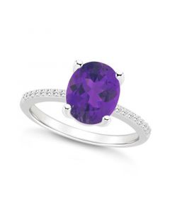 Women's Amethyst (2-1/2 ct.t.w.) and Diamond (1/10 ct.t.w.) Ring in Sterling Silver