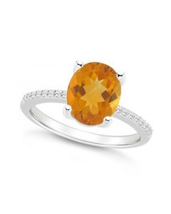 Women's Citrine (2-1/2 ct.t.w.) and Diamond (1/10 ct.t.w.) Ring in Sterling Silver