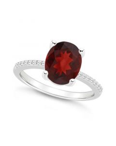 Women's Garnet (3-1/10 ct.t.w.) and Diamond (1/10 ct.t.w.) Ring in Sterling Silver