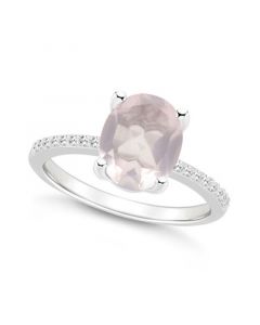 Women's Rose Quartz (2-1/2 ct.t.w.) and Diamond (1/10 ct.t.w.) Ring in Sterling Silver