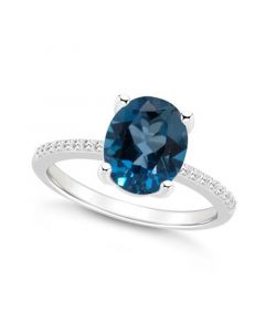 Women's London Blue Topaz (3-3/5 ct.t.w.) and Diamond (1/10 ct.t.w.) Ring in Sterling Silver