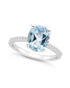 Women's Sky Blue Topaz (3-3/5 ct.t.w.) and Diamond (1/10 ct.t.w.) Ring in Sterling Silver