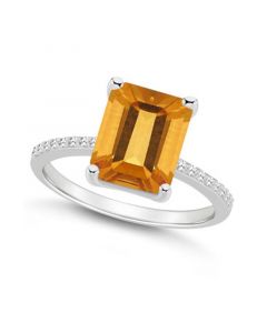 Women's Citrine (3-1/6 ct.t.w.) and Diamond (1/10 ct.t.w.) Ring in Sterling Silver