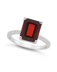 Women's Garnet (4 ct.t.w.) and Diamond (1/10 ct.t.w.) Ring in Sterling Silver