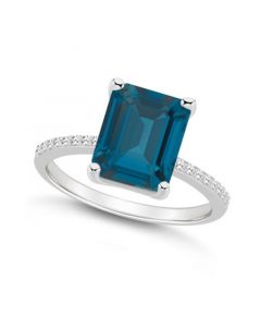 Women's London Blue Topaz (4-1/4 ct.t.w.) and Diamond (1/10 ct.t.w.) Ring in Sterling Silver