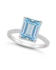 Women's Sky Blue Topaz (4-1/4 ct.t.w.) and Diamond (1/10 ct.t.w.) Ring in Sterling Silver