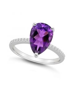 Women's Amethyst (2-3/4 ct.t.w.) and Diamond (1/10 ct.t.w.) Ring in Sterling Silver