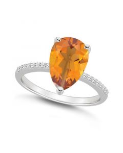 Women's Citrine (2-3/4 ct.t.w.) and Diamond (1/10 ct.t.w.) Ring in Sterling Silver