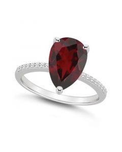 Women's Garnet (3-1/3 ct.t.w.) and Diamond (1/10 ct.t.w.) Ring in Sterling Silver