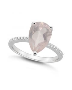 Women's Rose Quartz (2-3/4 ct.t.w.) and Diamond (1/10 ct.t.w.) Ring in Sterling Silver