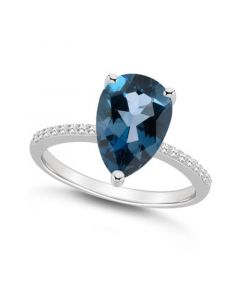 Women's London Blue Topaz (3-2/3 ct.t.w.) and Diamond (1/10 ct.t.w.) Ring in Sterling Silver