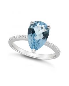 Women's Sky Blue Topaz (3-2/3 ct.t.w.) and Diamond (1/10 ct.t.w.) Ring in Sterling Silver