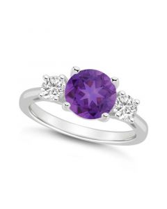 Women's Amethyst (1-3/4 ct.t.w.) and White Topaz (2/3 ct.t.w.) 3-Stone Ring in Sterling Silver