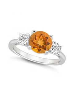 Women's Citrine (1-3/4 ct.t.w.) and White Topaz (2/3 ct.t.w.) 3-Stone Ring in Sterling Silver