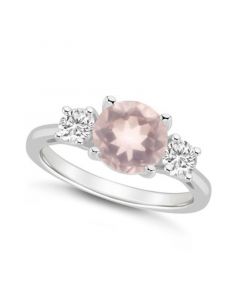 Women's Rose Quartz (1-3/4 ct.t.w.) and White Topaz (2/3 ct.t.w.) 3-Stone Ring in Sterling Silver