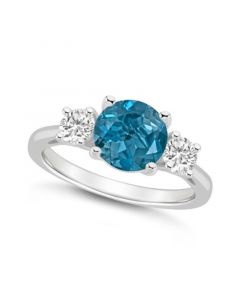 Women's London Blue Topaz (2-2/5 ct.t.w.) and White Topaz (2/3 ct.t.w.) 3-Stone Ring in Sterling Silver