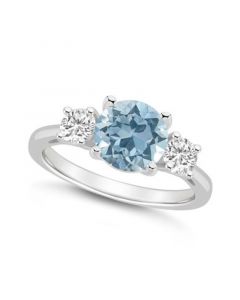 Women's Sky Blue Topaz (2-2/5 ct.t.w.) and White Topaz (2/3 ct.t.w.) 3-Stone Ring in Sterling Silver