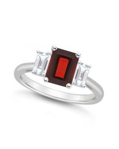 Women's Garnet (1-9/10 ct.t.w.) and White Topaz (3/4 ct.t.w.) 3-Stone Ring in Sterling Silver