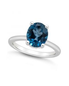 Women's London Blue Topaz (3-3/5 ct.t.w.) and Diamond Accent Ring in Sterling Silver