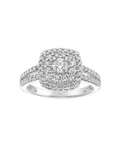 Diamond Double Halo Engagement Ring (3/4 ct. t.w.) in 14k White Gold