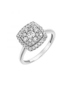 Diamond Cushion Cushion Cluster Engagement Ring (3/4 ct. t.w.) in 14k White Gold