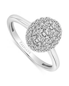 Diamond Oval Cluster Engagement Ring (1/2 ct. t.w.) in 14k White Gold