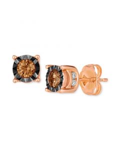 Chocolate Diamond & Nude Diamond Stud Earrings (1/2 ct. t.w) in 14k Rose Gold