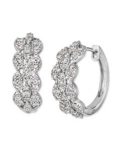 Vanilla Diamond Small Huggie Hoop Earrings (5/8 ct. t.w.) in Platinum, 0.66"