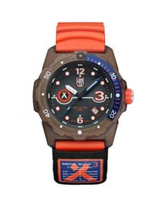 Men's Swiss Bear Grylls x TIDE Recycled Ocean Material Rule of 3 Sea Series Orange Rubber Strap Watch 42mm