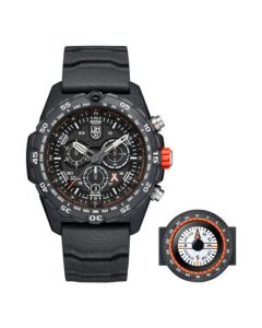 Men's Swiss Chronograph Bear Grylls Survival Master Series Compass Orange Rubber Strap Watch 45mm