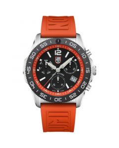 Men's Swiss Chronograph Pacific Diver Orange Rubber Strap Watch 44mm