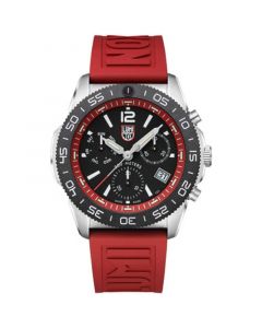 Men's Swiss Chronograph Pacific Diver Red Rubber Strap Watch 44mm