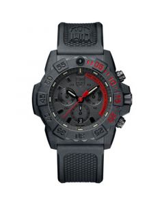 Men's Swiss Chronograph Navy Seal Dive Black Rubber Strap Watch 45mm