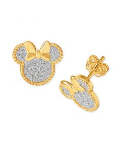 Minnie Mouse Glitter Stud Earrings in 18k Gold-Plated Sterling Silver