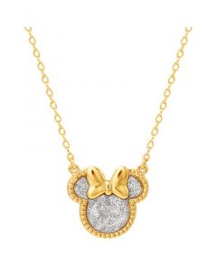 Minnie Mouse Glitter 18" Pendant Necklace in 18k Gold-Plated Sterling Silver