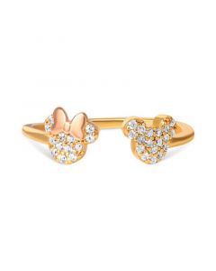 Cubic Zirconia Mickey & Minnie Mouse Adjustable Cuff Ring in 18k Gold- & 18k Rose Gold-Plated Sterling Silver