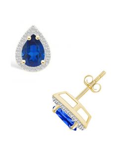 Created Sapphire (1-3/5 ct. t.w.) and Created White Sapphire (1/5 ct. t.w.) Halo Studs in 10K Yellow Gold