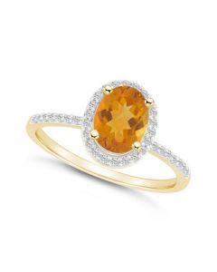 Citrine (1-1/5 ct. t.w.) and Created Sapphire (1/5 ct. t.w.) Halo Ring in 10K Yellow Gold