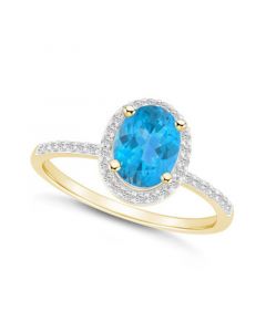 Topaz (1-3/5 ct. t.w.) and Created Sapphire (1/5 ct. t.w.) Halo Ring in 10K Yellow Gold