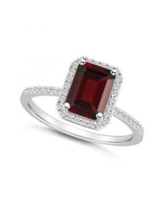 Garnet (1-9/10 ct. t.w.) and Created Sapphire (1/4 ct. t.w.) Halo Ring in 10K White Gold