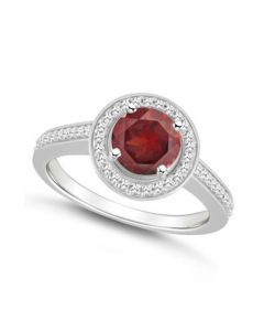 Garnet (1-2/3 ct. t.w.) and Diamond (1/5 ct. t.w.) Halo Ring in Sterling Silver