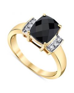 Onyx & Diamond (1/8 ct. t.w.) Statement Ring in 14k Gold