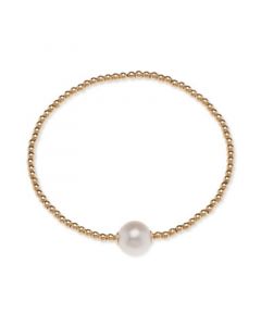 Cultured Freshwater Pearl (9-1/2mm) & Polished Bead Solitaire Coil Bracelet in 18k Gold-Plated Sterling Silver