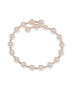 Cultured Freshwater Pearl (6-1/2 - 7mm) Polished Bead Coil Bracelet in 18k Gold-Plated Sterling Silver