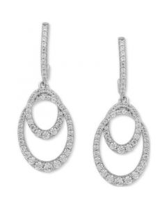 Diamond Interlocking Loop Drop Earrings (1 ct. t.w.) in 10k White Gold