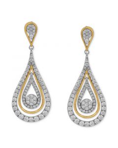 Diamond Teardrop Orbital Drop Earrings (2 ct. t.w.) in 10k Two-Tone Gold